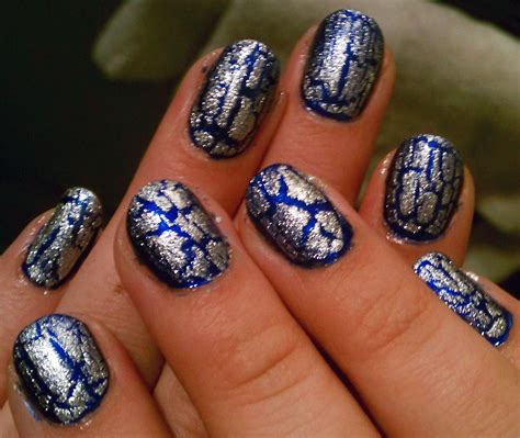 Blue and Silver Crackle Nails - A Sparkly Life for Me