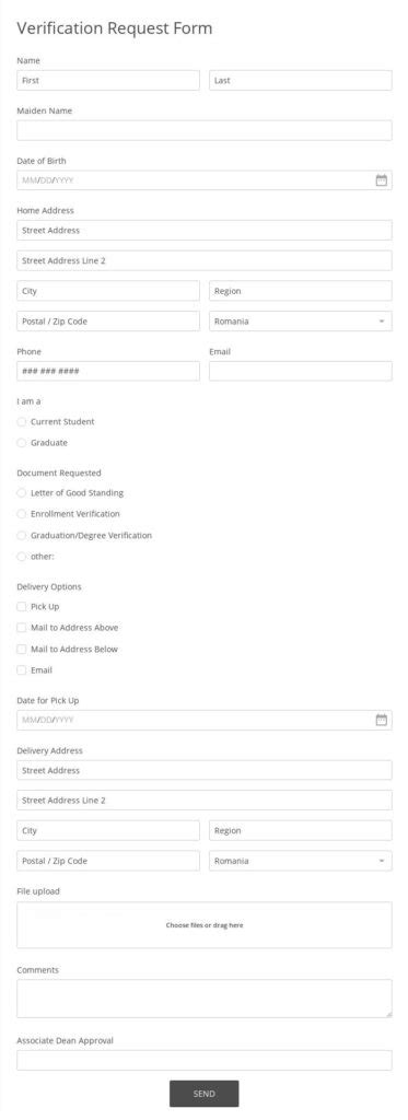 Image result for Verification Form Template