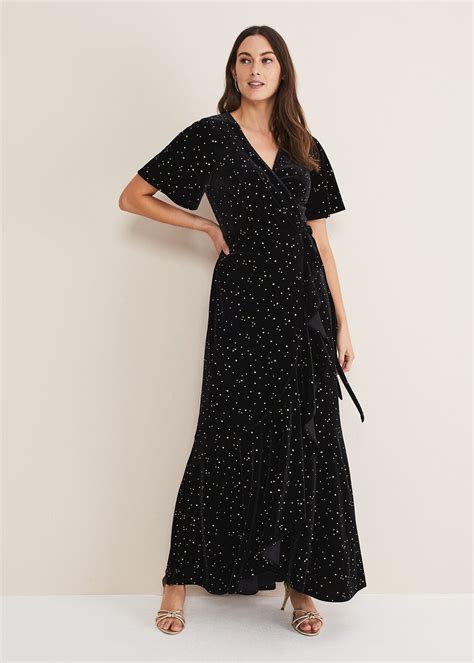 Holly Velvet Star Wrap Maxi Dress | Phase Eight UK
