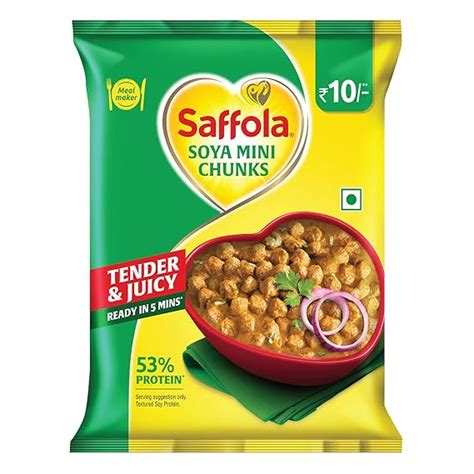 Saffola Mealmaker Soya Chunks, 40Gm |53% Protein, 13% Fibre & Less Than ...