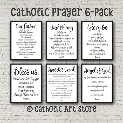 Catholic Prayer Printable 6-Pack - Our Father, Hail Mary, Glory Be, An ...