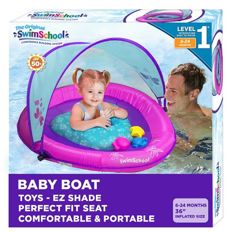 SwimSchool Splash & Play Baby Pool Float with Canopy, 3 Activity Play ...