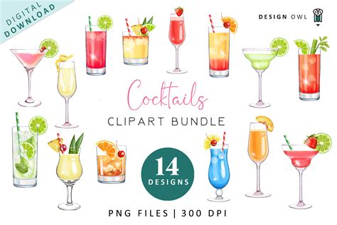 Cocktails Clipart PNG Files Graphic by Design Owl · Creative Fabrica