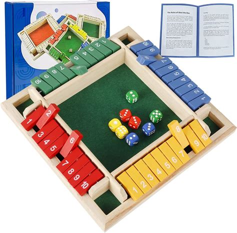 Hands DIY 4-Player Shut the Box Wooden Board Games Classic Dice Board Game Digital Flop Game ...