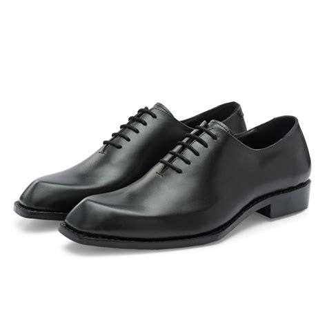 Edge Oxford Diamond Shaped Black Italian Leather Dress Shoes Reverse G