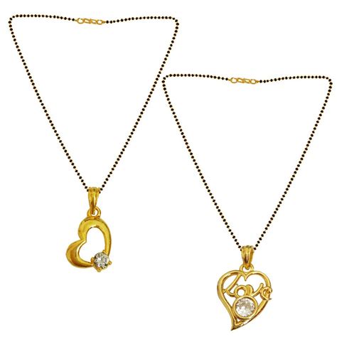 Buy Micro Gold Heart Shape & Love Pendants Mangalsutra Combo at Amazon.in