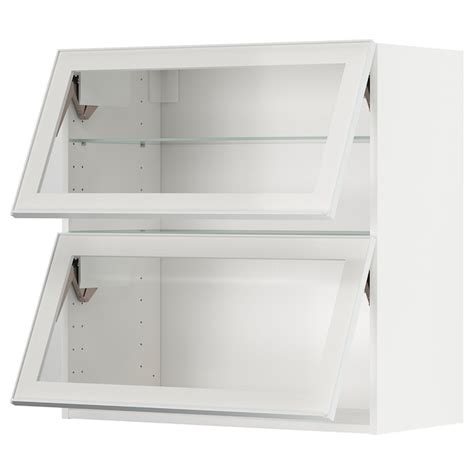METOD wall cab horizontal w 2 glass doors, white/Hejsta white clear ...