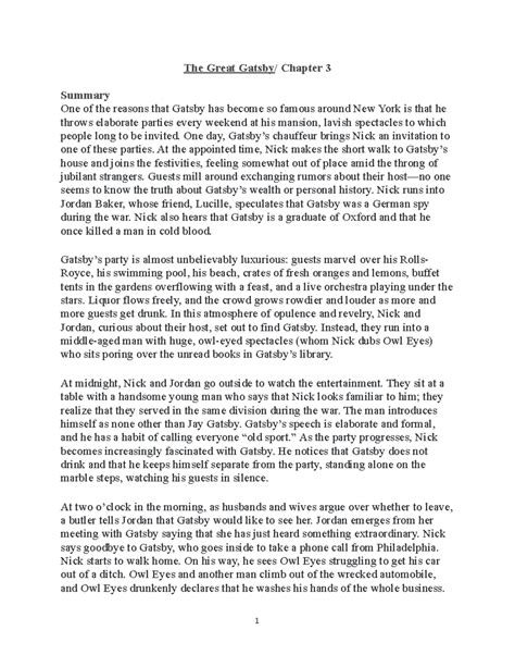 3 Summary and Analysis of Chapter 3 great gatsby - The Great Gatsby ...