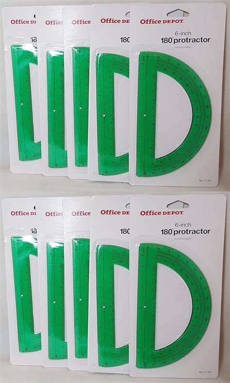 Office Depot Brand Semicircular 6" Protractor, Green (Set of 10 ...