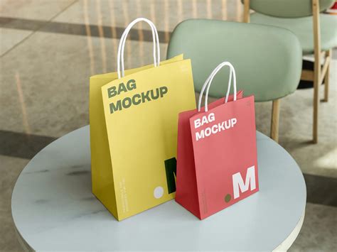 Free Two Paper Shopping Bags Mockup PSD - Good Mockups