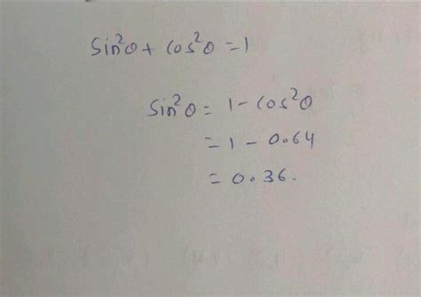 if cos2theta =0.64 then find value of sin2theta - Brainly.in