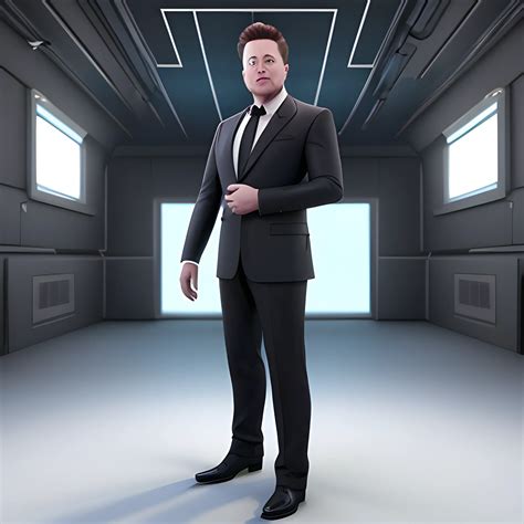 full body shot. 3D render of Elon Musk looking straight into the camera ...