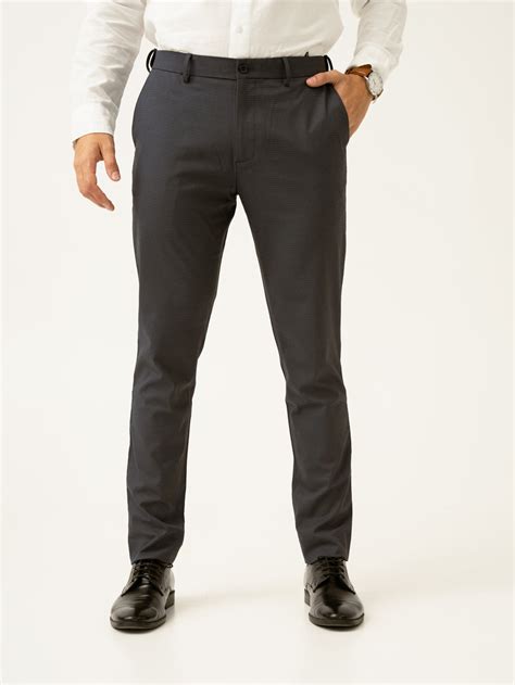 Buy Men Grey Micro Checks Slim Fit Stretchable Workwear Pant