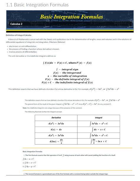 Image result for Using Basic Integration Formulas 8.1