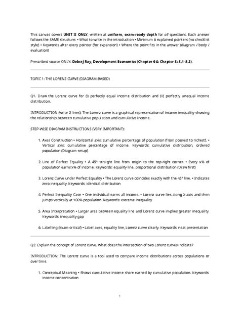 PYQ 2 - Unit II: Lorenz Curve & Inequality Principles Explained - Studocu