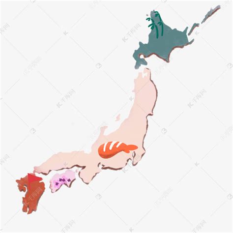 彩色日本地图插画素材图片免费下载-千库网