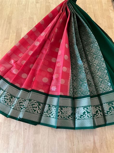 Pink Semi Silk Cotton Saree – Ma Thulir