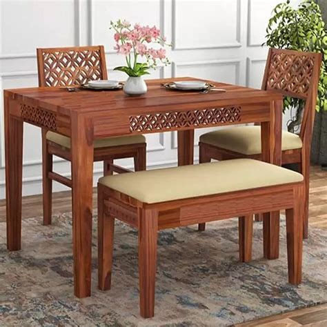 DNP FURNITURE Sheesham Wood Dining Table Set | Dining Table with 2 ...