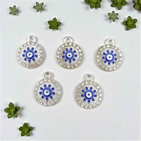 Rhinestone Round Evil Eye Charms for Jewelry & DIY Crafts – Eva Fashion ...