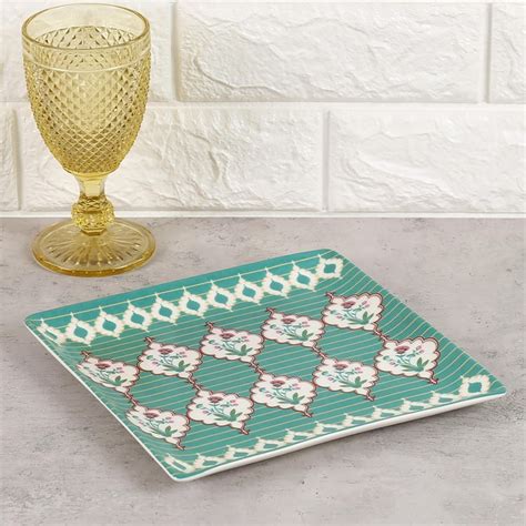 Buy INDIA CIRCUS Blooming Dalhia Printed Multicolour Porcelain Platter ...