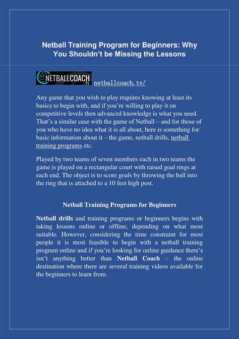 Image result for Netball Training Program for Beginners