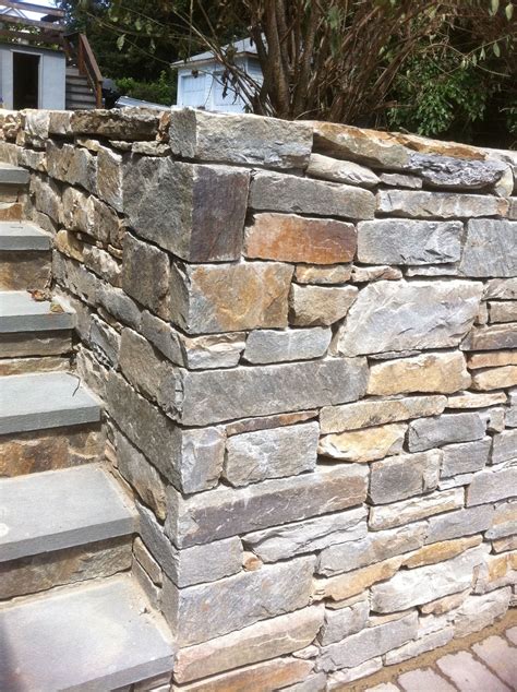 Stacked Stone Wall with Steps