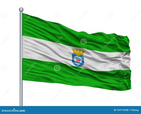 Los Angeles City Flag on Flagpole, Chile, Isolated on White Background ...