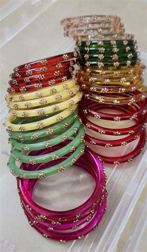 Gorgeous Glass Bangles/indian Wedding Glass Bangles With Stone Work ...