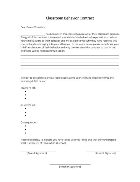 Free Printable Behavior Contract Templates [PDF, Word] Home, Adults
