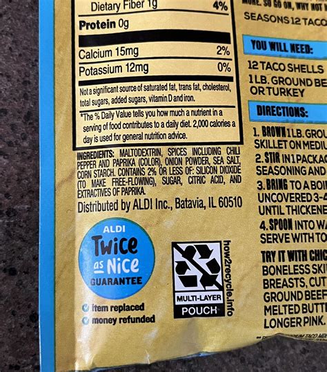 Aldi updated their taco seasoning! : r/glutenfree