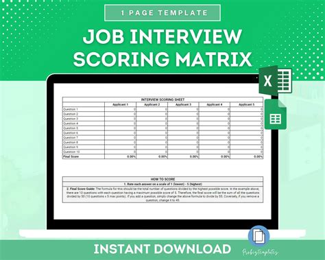 Image result for Scoring Matrix Template