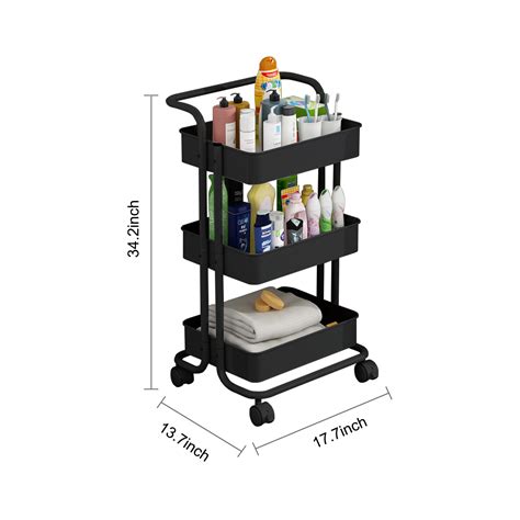 3-Tier Metal Rolling Utility Cart Mobile Storage | Ubuy India