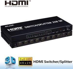 VIBOTON HDMI Splitter Full HD 4K Video HDMI Switcher 2x8 Split 2 in 8 ...