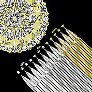 18 Pieces White Gold Silver Gel Ink Pens Highlight Drawing Art Design ...