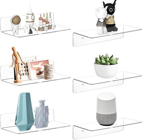 Amazon.com: Fixwal Acrylic Clear Floating Shelves, 9in Floating Wall ...
