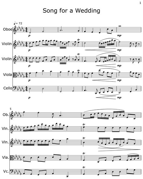 Song for a Wedding - Sheet music for Oboe, Violin, Viola, Cello