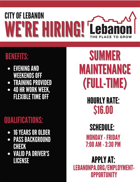 Lebanon PA - Employment Opportunities
