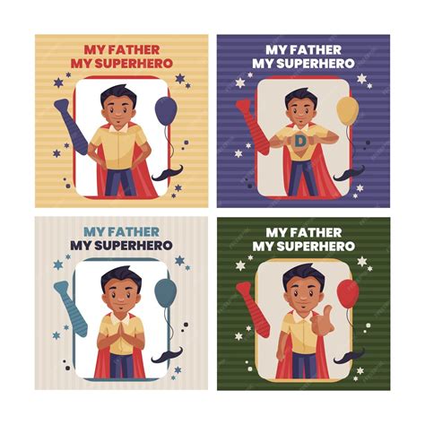 Premium Vector | My father my superhero banner template set