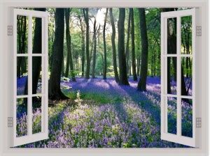 ADVAIT DESIGNS 46 cm Beautiful Colorful Forest Window Illusion Wall ...