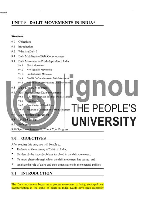 Dalit Movement - 4 Bhakti Movement 9.4 Neo-Vedantik Movements 9.4 ...