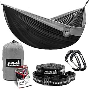Lightweight Double Camping Hammock - Adjustable Tree Straps ...