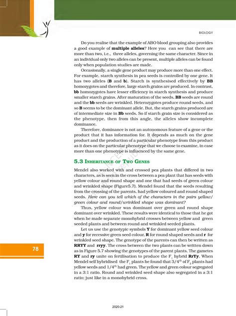 Principles Of Inheritance And Variation - NCERT Book of Class 12 Biology
