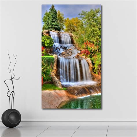 999store PVC Unframed Printed Steams of Misty Water Fall Down The Hill ...