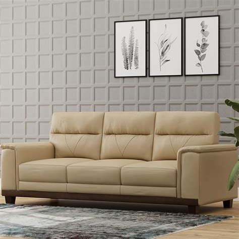 Royaloak Naples Italian Leather 3 Seater Sofa| White Color Sofa ...