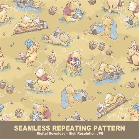 Classic Winnie the Pooh seamless pattern, Pooh and Piglet repeating ...