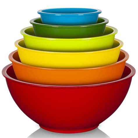 YIHONG 6 Pack Big, Stackable Plastic Mixing & Serving Bowls Set ...