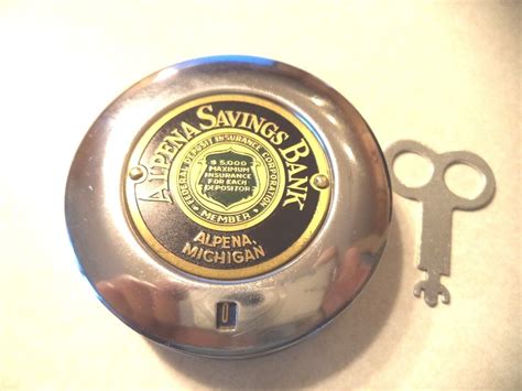 CHROME DIME COIN BANK W/KEY CHICAGO THRIFT "SAVE YOUR DIMES" Pat. Jan ...