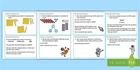 Read and Write Numbers within 100 Place Value Maths Challenge Sticky Labels