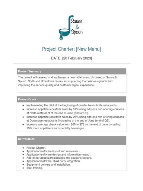 Activity Template - Project Charter | PDF