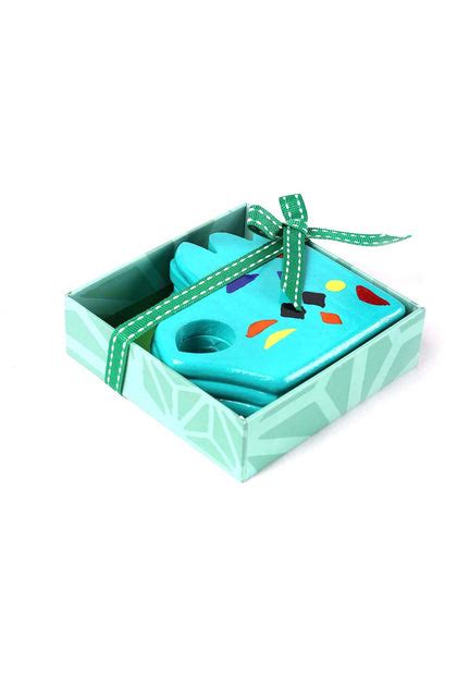 Okey Doke Mint Ceramic Coasters — Set of 4